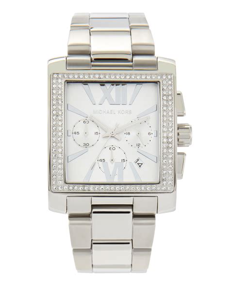 silver square face michael kors watch|Michael Kors chronograph watch women.